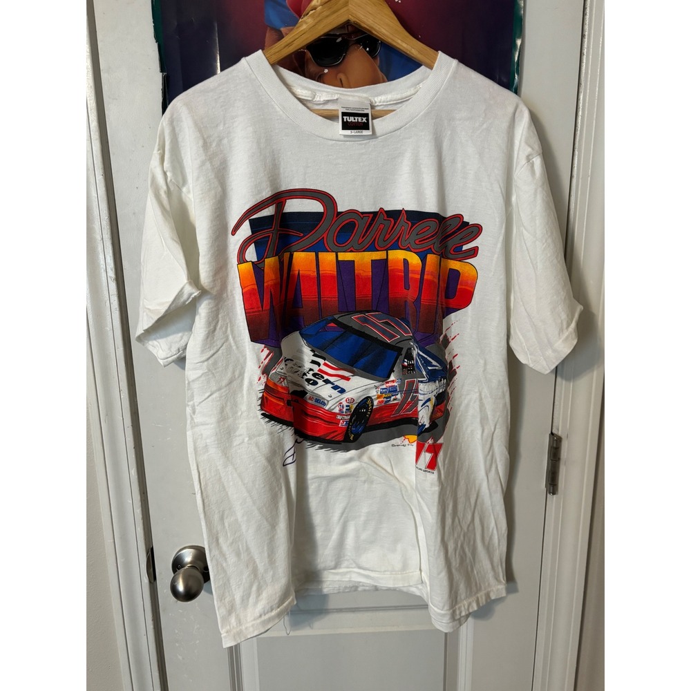 Vintage Darrell Waltrip NASCAR T-Shirt Tultex XL #17 Western Auto Racing White